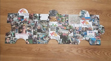 Yea Community House, Nat and Carlie have enjoyed making photo collage puzzle pieces